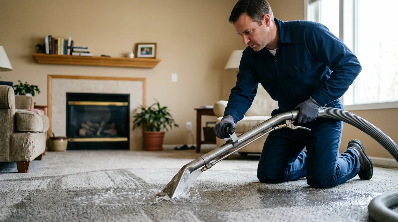 Water damage restoration technician working near Verona, NJ